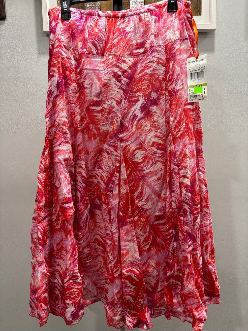 hearts of palm Red and Pink Swirl Maxi Circle Skirt
